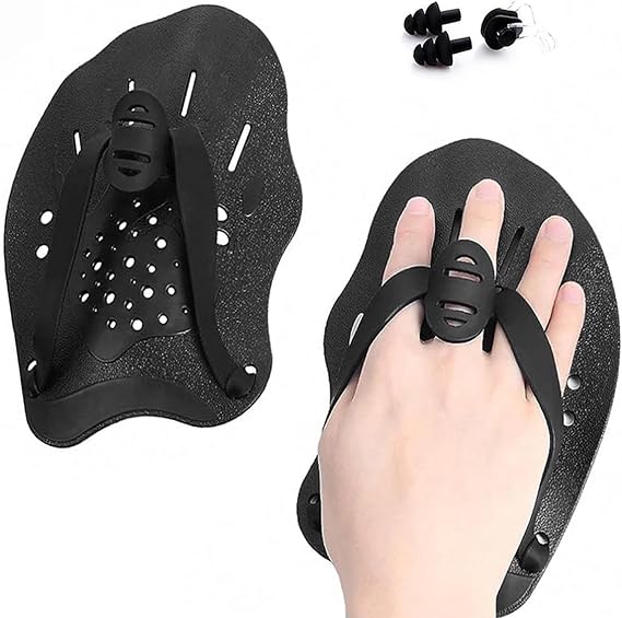 Swim Paddles Hand, 1 Pair Adjustable Swimming Hand Paddles for Lap Swimming, Ergonomic Swim Training Equipment with Comfortable Straps for Men Women Children – Pool Training Accessories