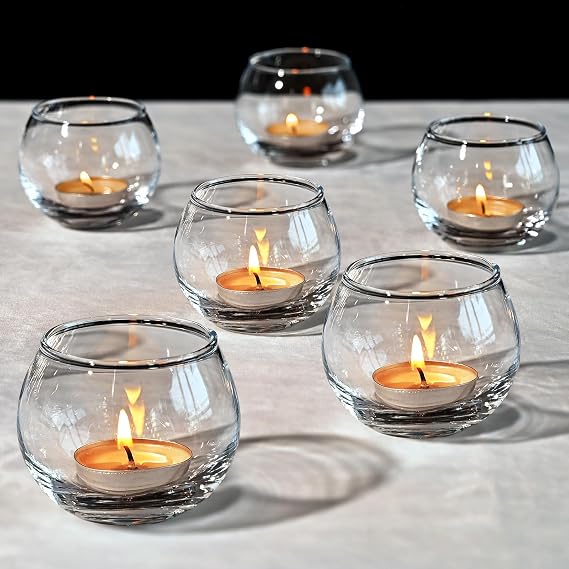 FrutPunch 6 Pack Glass Candle Holder, Votive Candle Holders for Wedding | Reusable Durable Tea Light Candles Holder, Can be Used for Engagements, Table Decor, Parties, Gifts, and Other Occasions