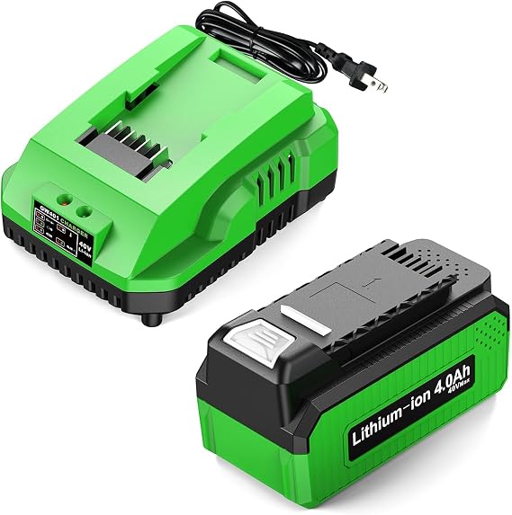 4.0Ah High Capacity Battery Replacement for 40v Greenworks Battery and Charger,Compatible with Greenworks 40V Power Tools