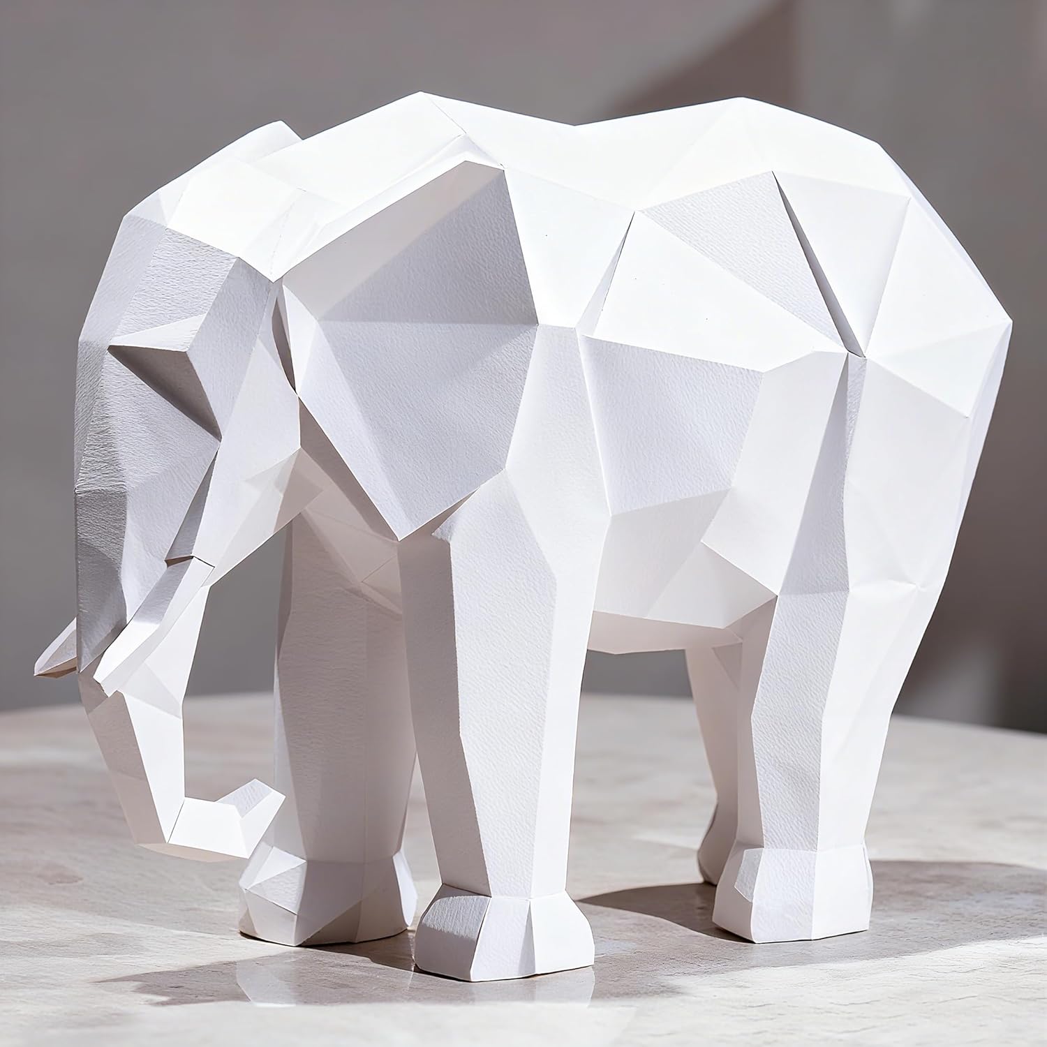 Cynkeyee Elephant Decorations Figurine Statue - Modern Elefantes para Decoracion Casa, Resin Origami White Elephant Gift Minimalist Tabletop Decor Centrepiece Accent Knick Knacks 6x2.25 x4.5 Inch