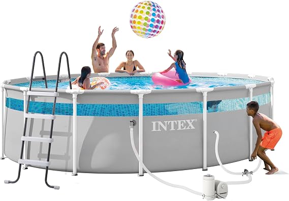 INTEX 26729MZ 16ft x 48in Prism Frame Clearview Above Ground Swimming Pool Set, Includes 1500 GPH Cartridge Filter Pump, SuperTough Puncture Resistant, Rust Resistant, 5061 Gallon Capacity