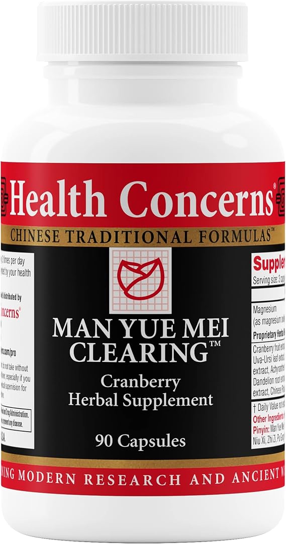 Health Concerns Man Yue Mei Clearing Cranberry Supplement for Urinary Tract Health & Bladder Cleanse Kidney Support Formula Chinese Herbal Supplement with Corn Silk 90 Capsules