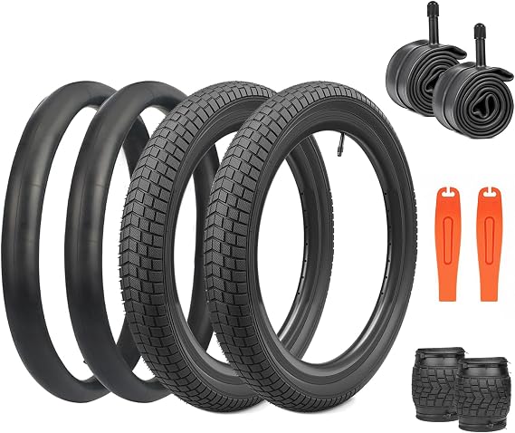 12/14/16/20x2.125 Bike Tires 1/2 Pack 12/16/20 Inch Kids Folding Replacement Tire/Tube Suitable for Tires 12/14/16/20x2.1/x2.125, 5 Colors