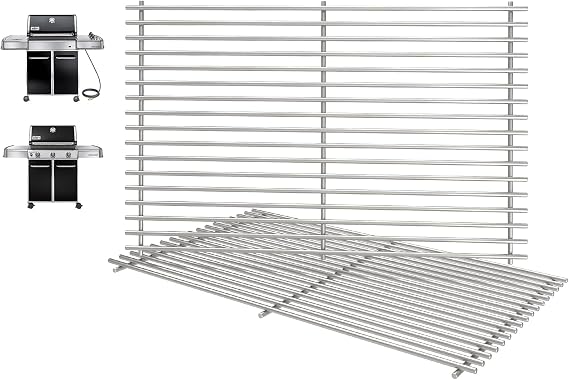 65937 Genesis Grill Grates for Weber Genesis 300 SER Weber E310 E320 E330 S330 Accessories Genesis Grill Parts Replacement(w/ Front/Side Control Knobs) 7528 7524 7039 83030 81631,19.5" Stainless Steel
