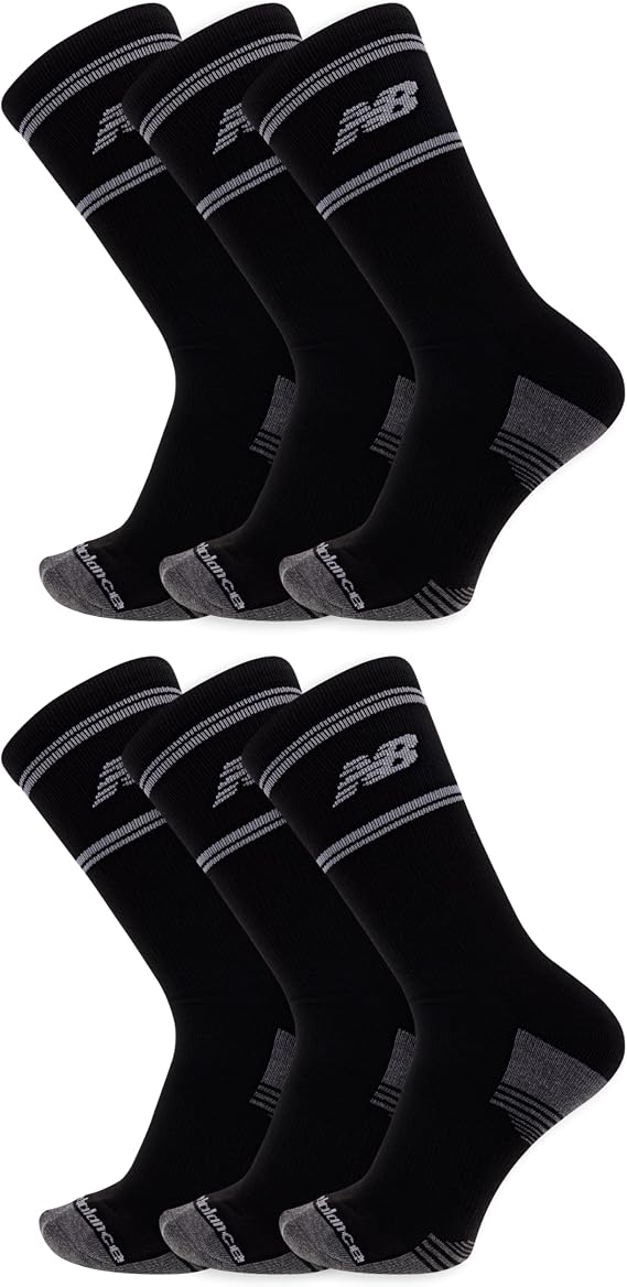New Balance Unisex Adult Performance Cushioned Crew Socks - 6 & 12 Pairs - Moisture Wicking
