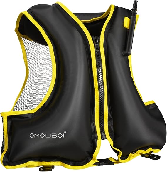Snorkel Vest for Adults, Inflatable Snorkeling Vest, Swim Jackets, Inflatable Safety Float Jackets for Women/Men, 40-100kg, Swimming Vests for Kayaking, Paddle Boarding, Fishing, Surfing