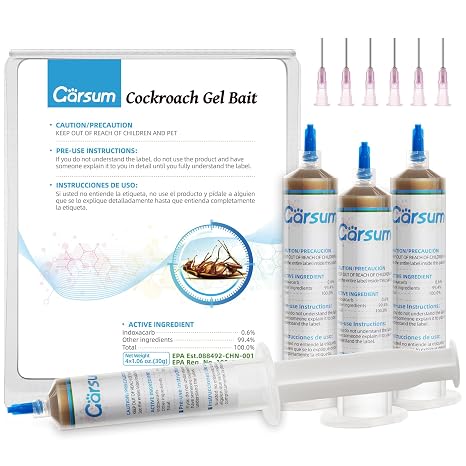 Garsum Cockroach Gel Bait 1 Box (4 Tubes x 30 Grams), Roach Killer Indoor Infestation Home and Outdoor Use