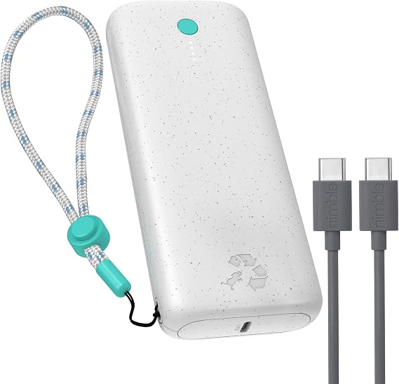 Nimble Champ Pro Portable Charger, 20000mAh Power Bank, 65W USB-C Charging | Compatible with iPhone 17/16/15/14, MacBook, Airpod, Easy to Carry Power Bank with with 2ft USB C Cable Included