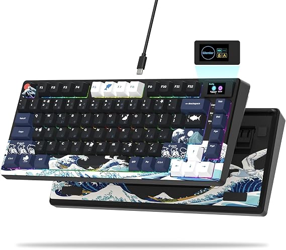 SK80 Mechanical Keyboard 75% Gaming Keyboard Compact USB C Black