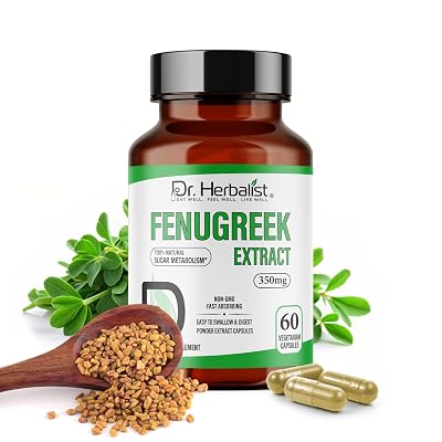 Dr. Herbalist Fenugreek Capsules 350mg, 60 Count | 10:1 Extract = 3,500mg Fenugreek Powder | | Trigonella Foenum-Graecum Extract | Supports Vitality & Wellness | Vegan