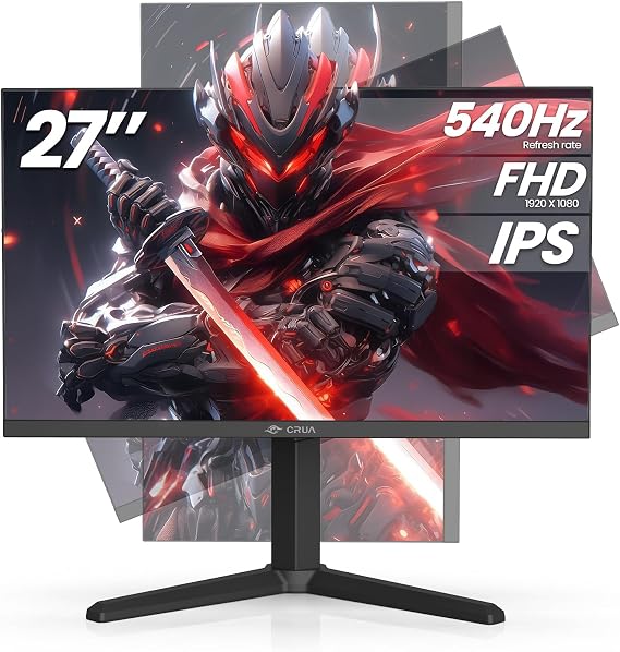 CRUA 27" FHD 540Hz IPS Gaming Monitor, FreeSync, Adjustable Vertical Pivot