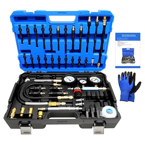 47PCS Compression and Leakage Test Kit Petrol & Diesel Compression Tester