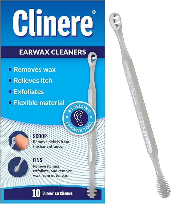 Clinere Ear Cleaners, Gentle Ear Cleaning and Ear Wax Removal Tool, Itch Relief, Exfoliates, 10 Count