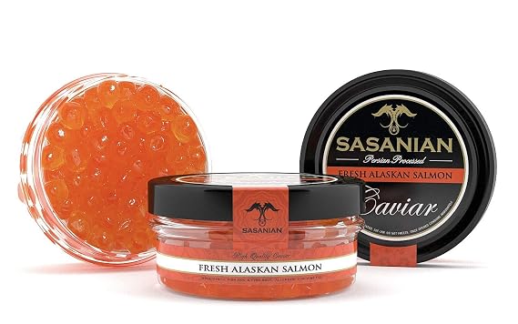 OVERNIGHT! Wild Fresh Alaskan Salmon Caviar Roe Ikura Ketta Keta - 1 Pound (450 gram) Tin