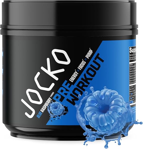 Jocko Fuel Ultimate Pre Workout Powder - Pre-Workout Energy Powder Drink for Men & Women - High Stim Sugar-Free Nootropic Blend to Support Muscle Pump, Energy, Recovery 200mg Caffeine Blue Raspberry