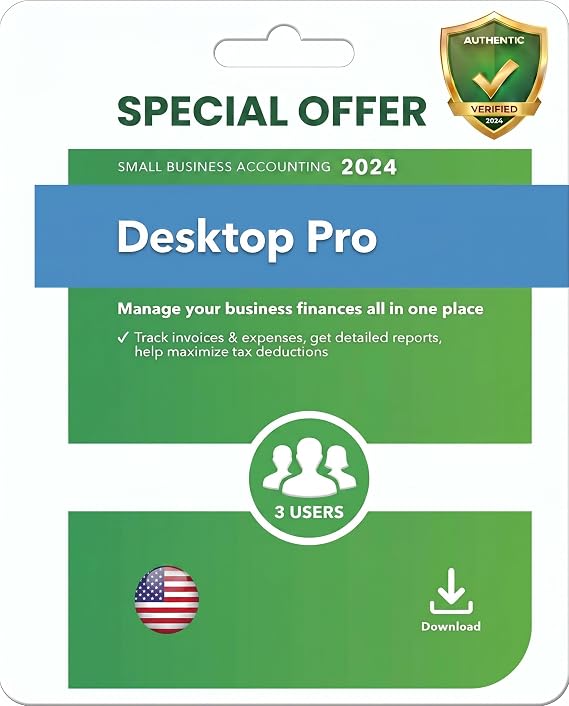 Quick Accounting Pro Books Desktop Pro 2024 for Windows/PC | 3 User | NO DVD | PC