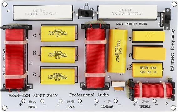 3 Way Speaker Crossover, 350W 3 Way 3 Speaker Unit HiFi Home Speakers Audio Frequency Divider Crossover Strainers