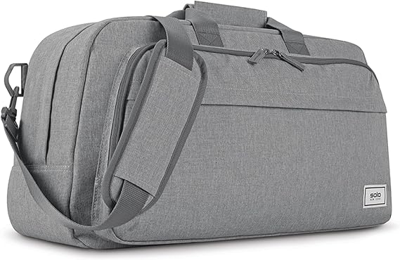 Solo New York Duffel Bag for Travel - Weekender Bag for Women & Men, Carry On Luggage, Lightweight, Front Zippered Pocket, Adjustable Shoulder Strap - Re:Move, Gray