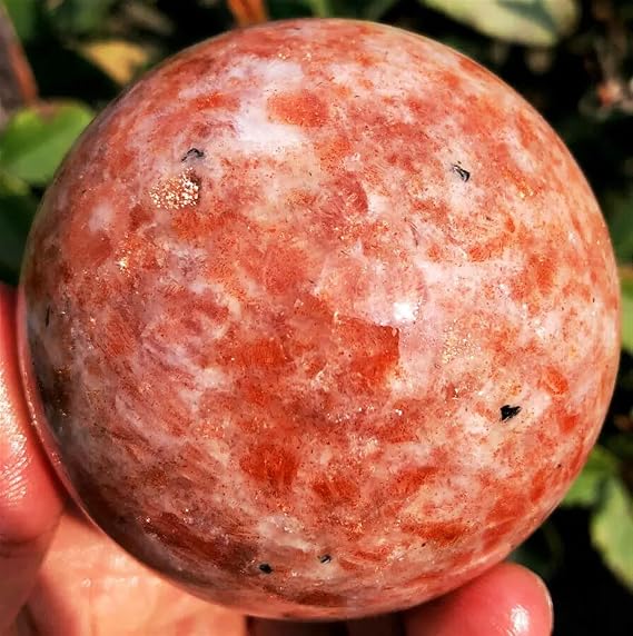 AtkitS Beautiful Natural Golden Sunstone Crystal Reiki Healing Sphere Ball (Size : 105-110mm)