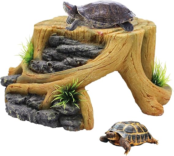 Turtle Basking Platform,Tortoise Resin Resting Reptile Habitat Ornament Aquarium Turtle Tank Decorations Reptile Hide Floating Ledge Resting Terrace for Turtles,Bearded Dragons,Lizard,Newts (Shape 2)