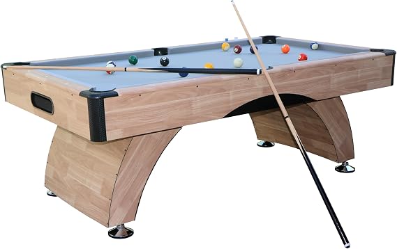 84" Pool Table with Automatic Ball Return, 7 ft Pool Table with Arched Design Legs, Billiard Tables Set for Family Game Room, Rrec Room, Club, Kids Adults, Wood Color