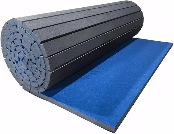 Indoor Gymnastics Track Exercise Mat - Grippy Carpet Top, Sturdy Foam for MMA, Cheerleading, Fitness - Roll Out Design for Easy Setup