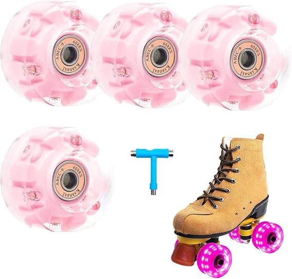 Inline Skate Replacement Wheels, Quad Roller Skate Wheels, 4 Roller Skate Wheels, Abrasion Resistant High Elasticity Skate Replacement Wheels for Double Row Skates | 性高弾性スケート交換用ホイール