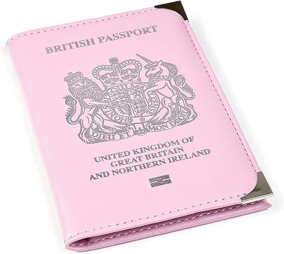 Esposti British Passport Holder | UK Passport Wallet | UK Passport Cover | Non EU | Premium PU Leather | Silver Protective Corners | Pink