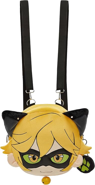 Micotaku Miraculous Ladybug 公式ライセンス品 キャットノワール フラシ天バッグ バックパック 旅行&誕生日ギフト用