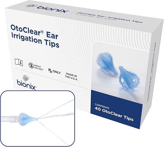 Bionix - OtoClear Ear Irrigation Tips, Earwax Removal Tips, Comfortable, Easy-To-Use, Pairs with Bionix Ear Cleaning Water Systems, For Safe Earwax Removal (40 Count)