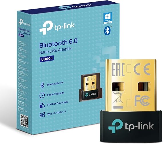 TP-Link UB600 Bluetooth 6.0 USB Adapter for PC, Nano Bluetooth Dongle | Plug & Play, Windows 11/10/8.1/7, Broader Coverage, BLE, Controller, Headset, Mouse, Keyboard