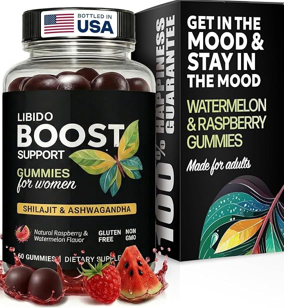 Libido Support for Women Gummies - Fast Acting Intimacy Gummies | Supports Passion, Desire & Reduces Dryness with Shilajit and Ashwagandha - 60 Ct, Full-Month Supply, Non-GMO