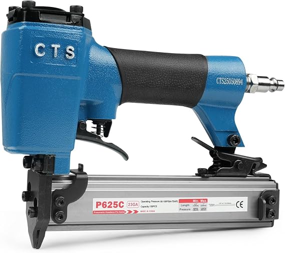 CTS P625C 23 Gauge Pin Nailer with 3000 Nails Pneumatic Headless Pinnail Gun with Safety Lock Fits 1/2" to 1" 12-25mm Pin Nails Air Micro Pin for Cabinet, Craft, Woodworking | 仕上げ作業の跡残りを解消。ヘッドレスピンで目立たない仕上がり。3000本付属で購入後すぐ使用可能。キャビネット・トリム・木工に最適。