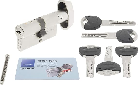 TESA TK1B3040N Euro Profile Cylinder TK100 30 x 40 mm Nickel-Plated for Euro Profile Locks on Residential and Commercial Doors Easy External Installation with Just One Screw