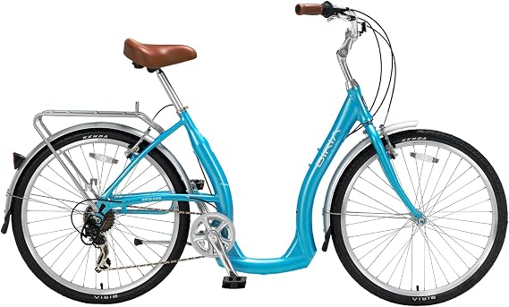 Easy Boarding 7-Speed Step-Through Cruiser Bicycle, 46 cm / 18", Blue