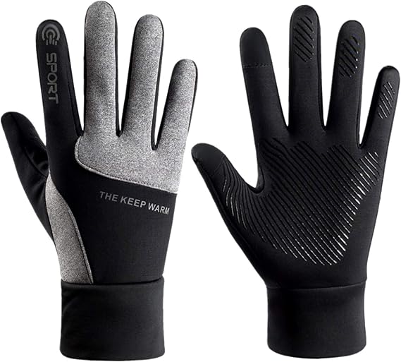 Gloves Winter Warm Gloves Touch Screen Phone Windproof Lined Thick Gloves (Color : Grey, Size : XXL)