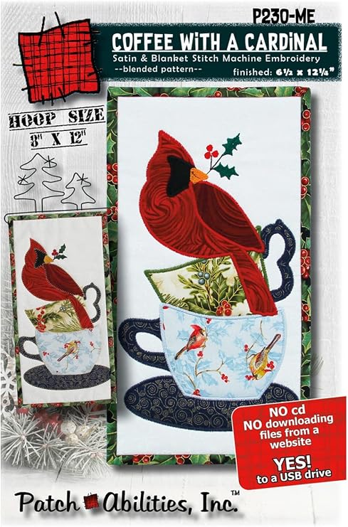 Patch Abilities Coffee with a Cardinal Machine Embroidery Version P230-ME