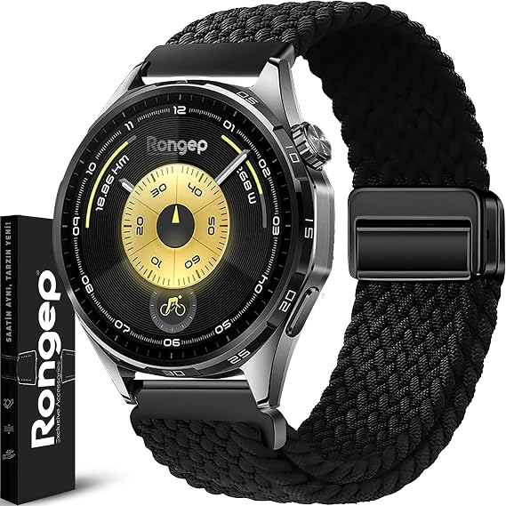 Rongep [Örgü Loop] Huawei ile Uyumlu 22mm Kordon GT6/GT6 Pro/GT Runner 2/GT5/5 Pro/GT4/GT3/3 Pro 46mm için Manyetik Toka GT6 Pro Kordon Terletmeyen Elastik Kumaşlı GT6 46mm Kordonu