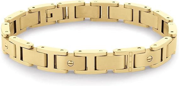 Tommy Hilfiger Men's Screws Ionic Plated Black Steel Link Bracelet