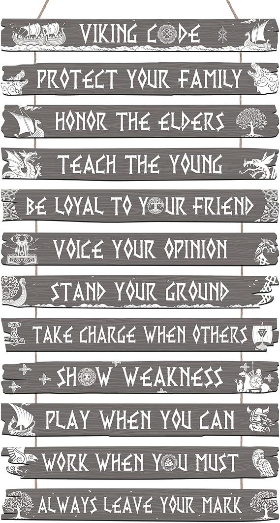 Thinkday Viking Decoration Code Sign Viking Wooden Wall Plaque Beige