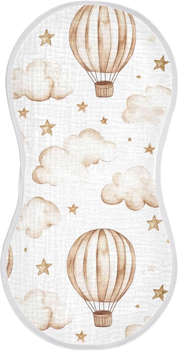 Watercolor Hot Air Balloons Baby Burp Cloths for Newborn Baby Boys and Girls, Soft Absorbent Cotton Muslin Burp Clothes Set