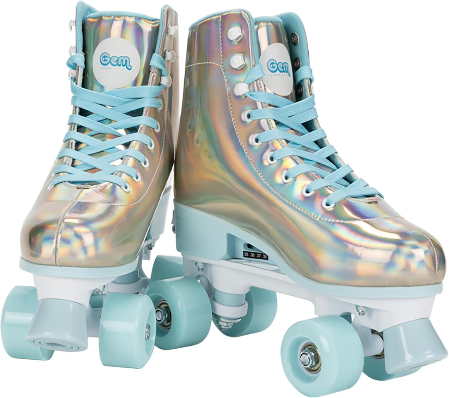 GEM QUAD ROLLER SKATES - Holographic Blue, Size 3-6