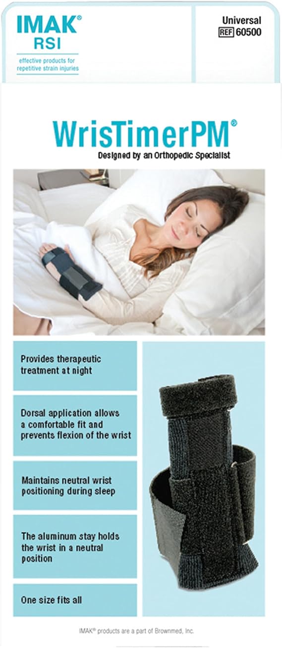 IMAK Brownmed RSI WrisTimer PM - Wrist Brace for Men & Women - Wrist Support Stabilizer - Carpal Tunnel Support for Sleep