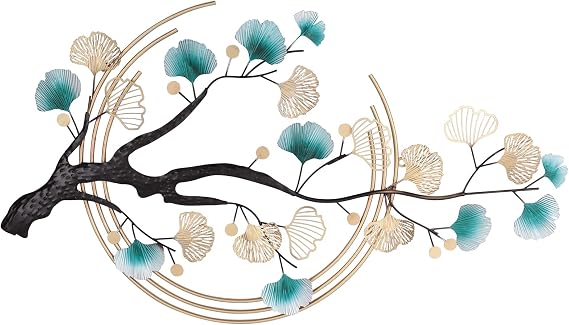 XUANIIIL Large 3D Ginkgo Tree Leaf Metal Wall Art, Modern Luxury Wall Nature Art Home Decor, Wall Mounted Sculpture, for Living Room Bedroom Kitchen Decoration, 43.31 x 26.77 inch
