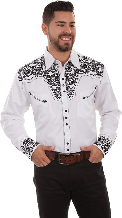 Men's Floral Embroidered Western Shirt