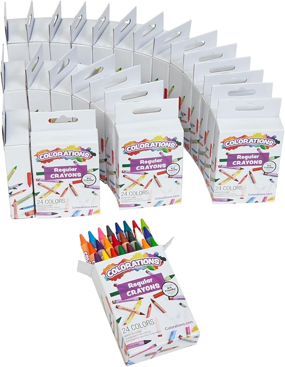 Colorations Regular Crayons, 24 Packs, 24 Colors Each, Set of 576 Crayons
