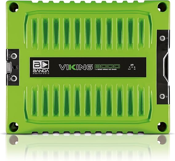 Banda VIK8000.2GREEN Car Amplifier Audio Speaker 2-Ohms Full Range New Viking 8000 Watts Rms LED Indicator Sound Specialization Aluminum Chassis - Green
