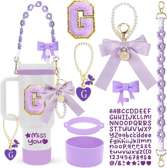 Stanley Cup Accessories Set,8Pcs Cup Accessories Including Straw Topper,Boot,Cup Charm,Stickers and Other Accessories,Suitable Accessories for Stanley