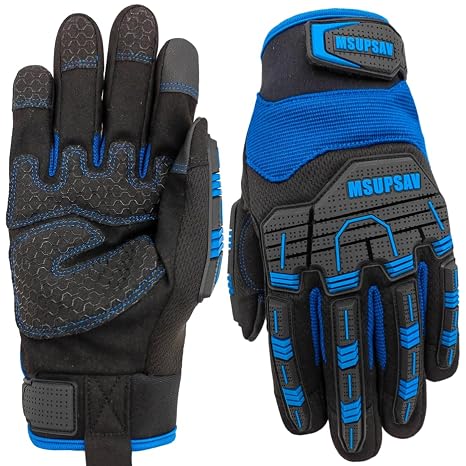 Work Gloves,Safety Mechanic Glove,Impact Protection,Large,Blue+Black