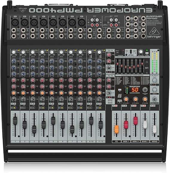 Behringer Europower PMP4000 Powered Mixer - 16 Channels, 1600 Watts with Multi-FX Processor and FBQ Feedback Detection System